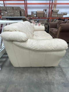 Cream Leather 3-Seat Sofa