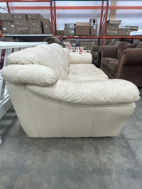 Cream Leather 3-Seat Sofa
