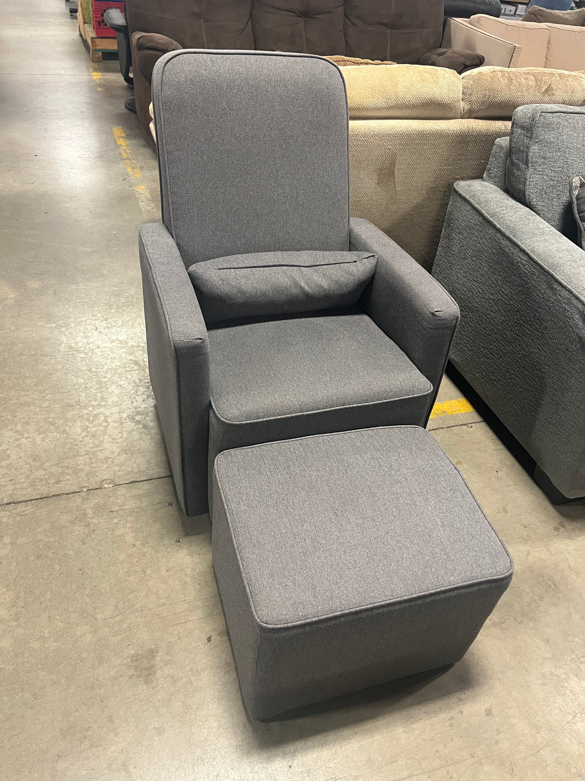Grey Upholstered Accent Chair with Ottoman Set