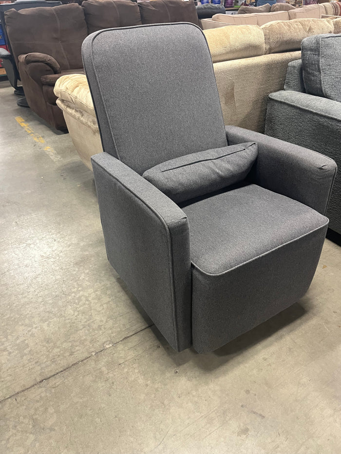 Grey Upholstered Accent Chair with Ottoman Set