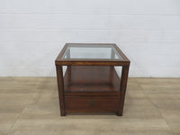 Side Table with Glass Top and Storage