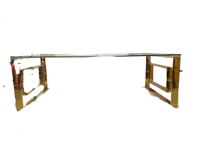 Contemporary Stainless Steel & Glass Coffee Table in Gold
