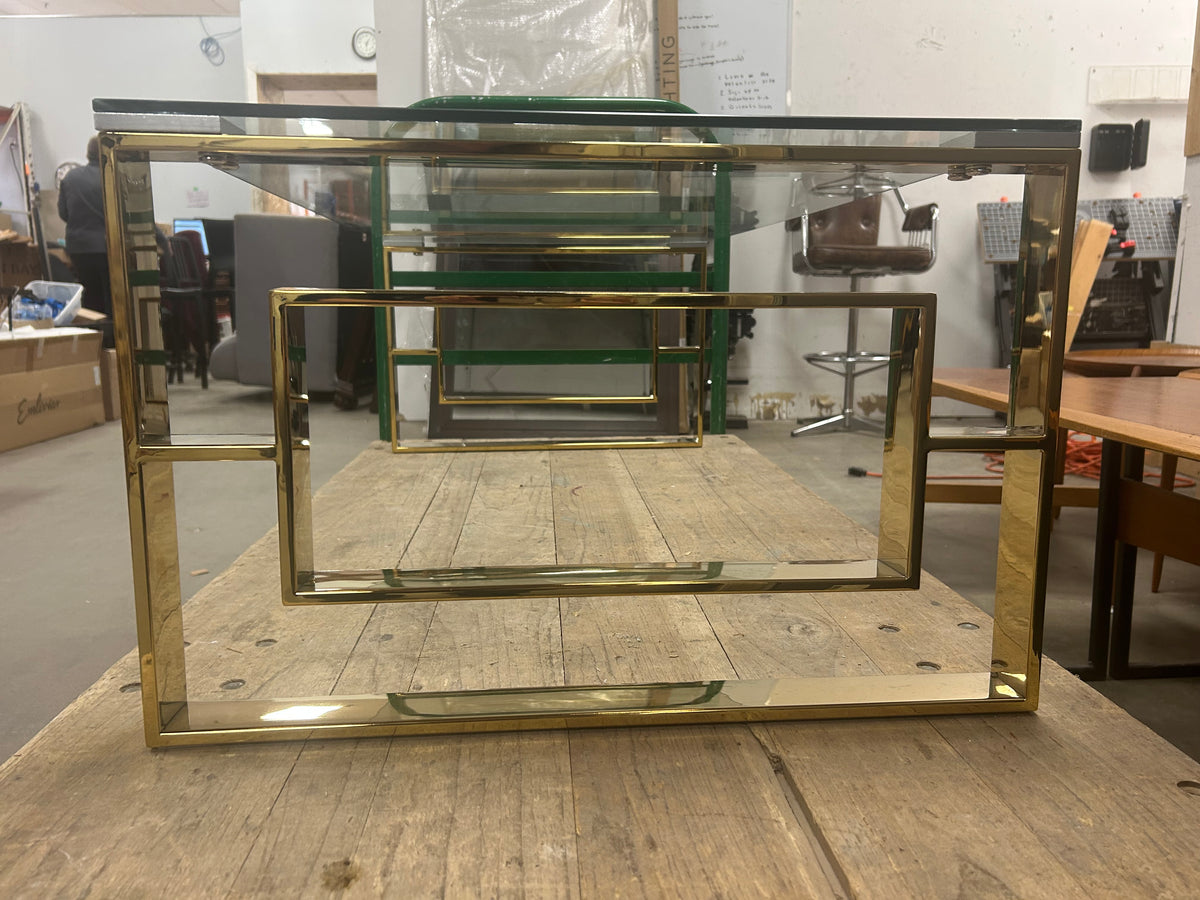 Contemporary Stainless Steel & Glass Coffee Table in Gold