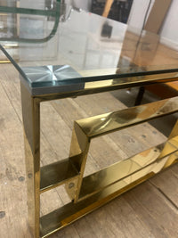 Contemporary Stainless Steel & Glass Coffee Table in Gold