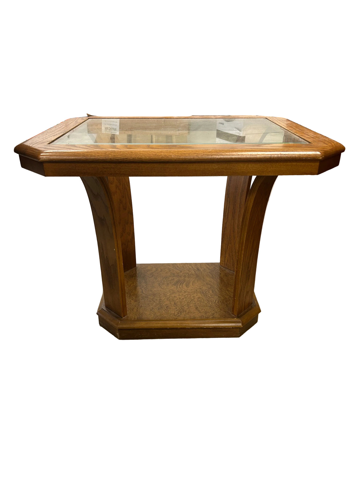 Vintage Wood and Glass Insert End Table