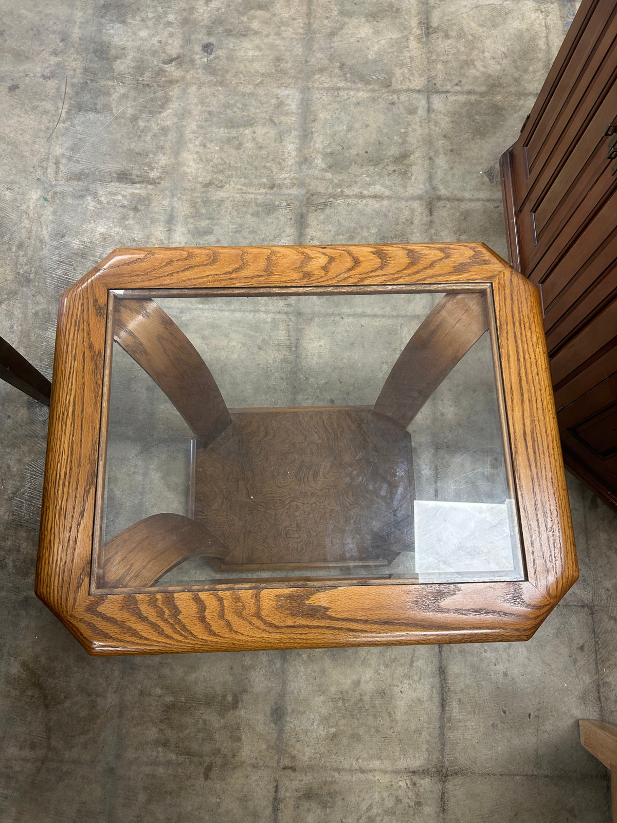 Vintage Wood and Glass Insert End Table