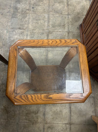 Vintage Wood and Glass Insert End Table