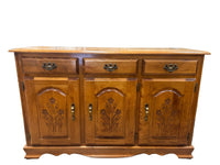 Vintage Solid Maple Wood Sideboard Buffet Cabinet
