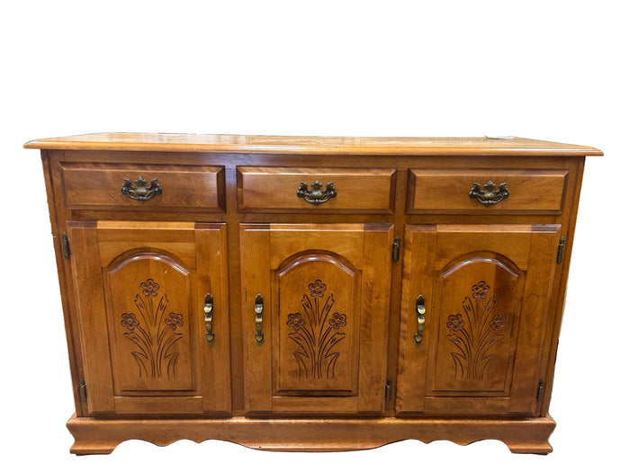 Vintage Solid Maple Wood Sideboard Buffet Cabinet