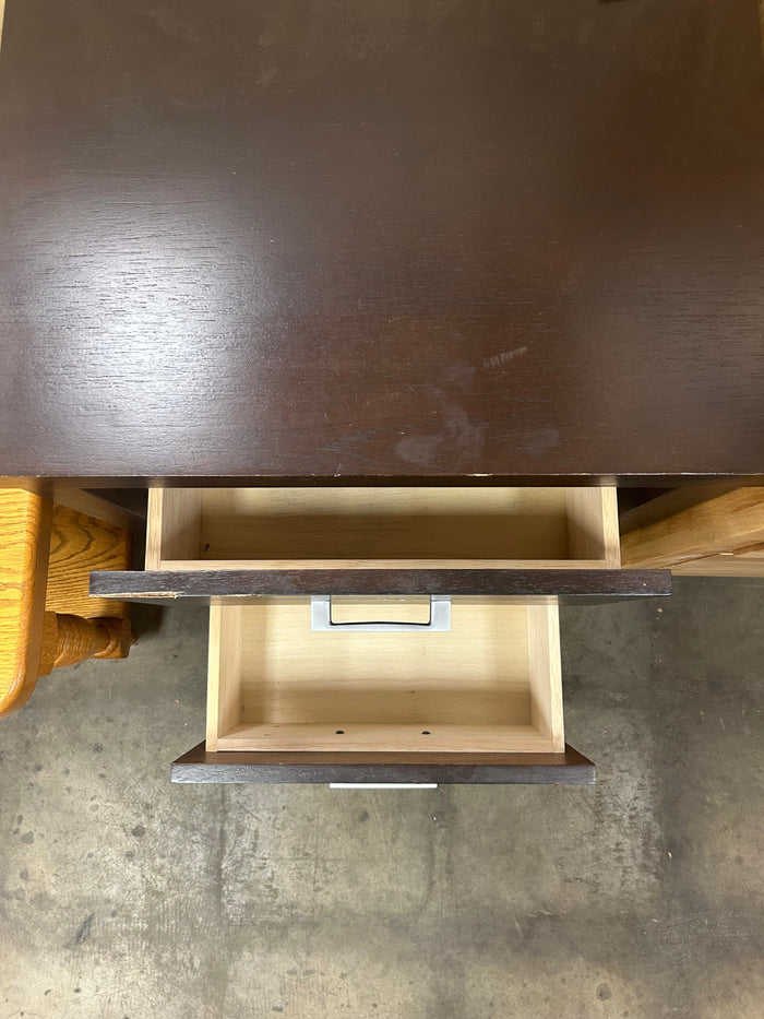 2-Drawer Dark Wood Nightstand