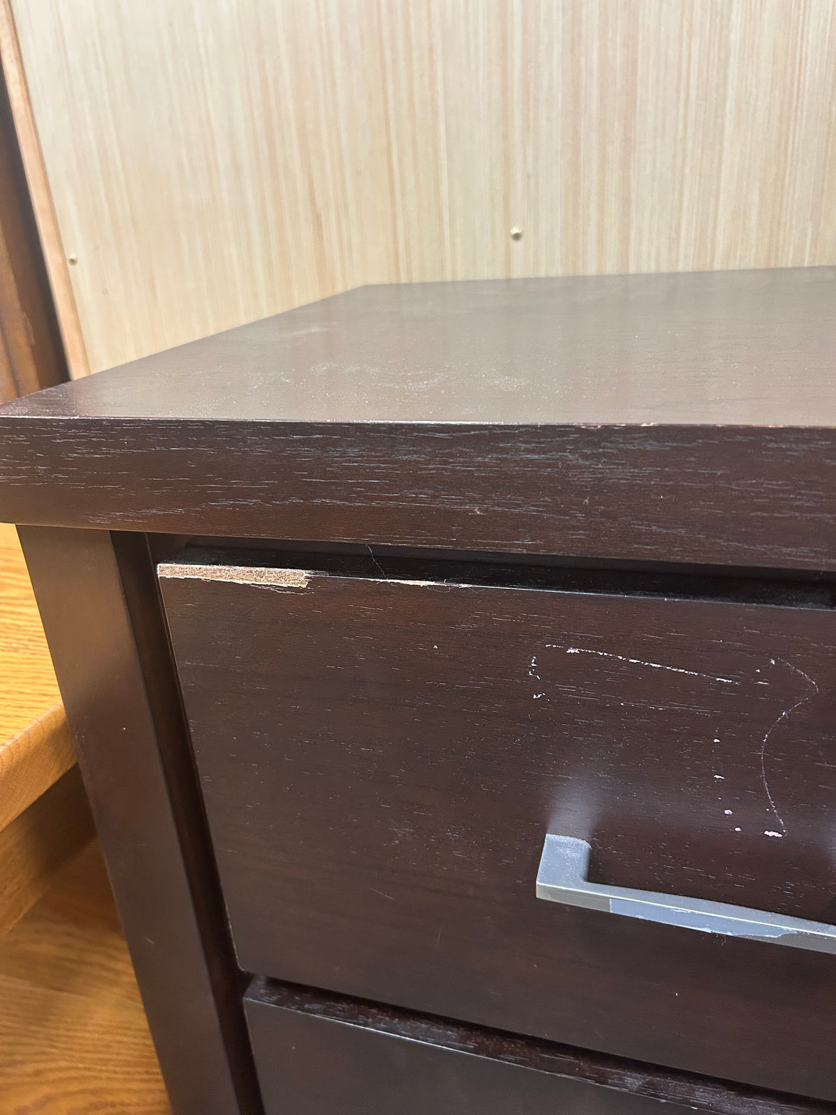 2-Drawer Dark Wood Nightstand