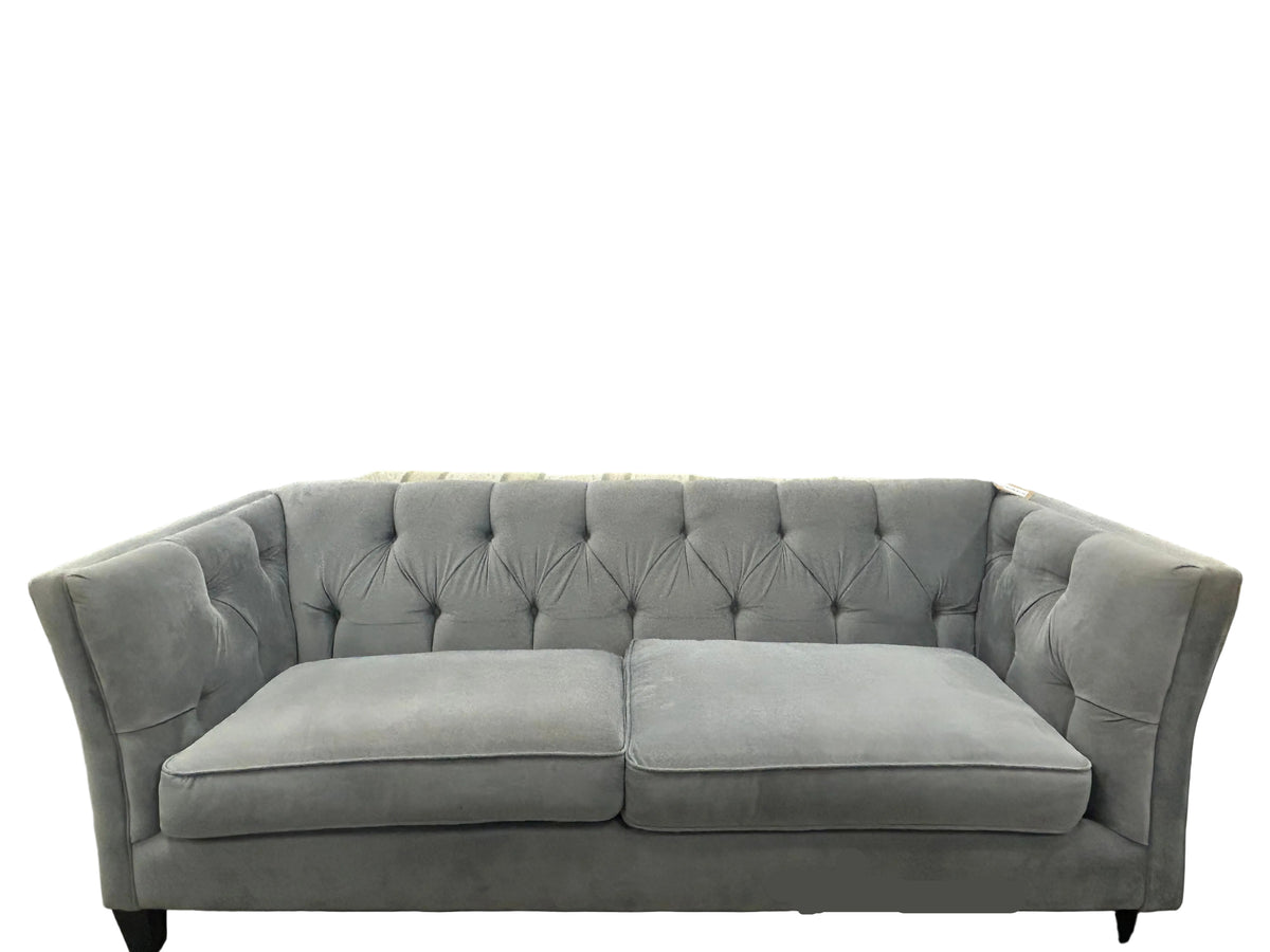 Light Grey Tufted Velvet Sofa