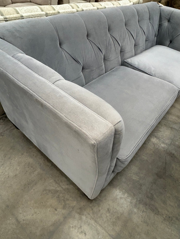 Light Grey Tufted Velvet Sofa