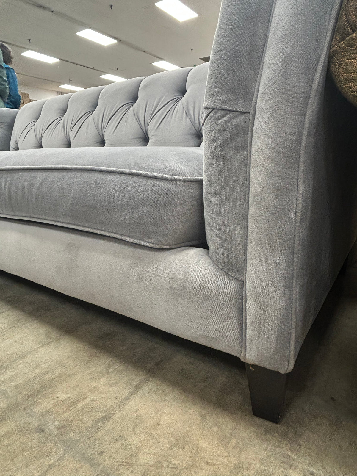Light Grey Tufted Velvet Sofa