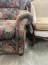 Vintage Armchair w/ Floral Tapestry Upholstery