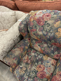 Vintage Armchair w/ Floral Tapestry Upholstery