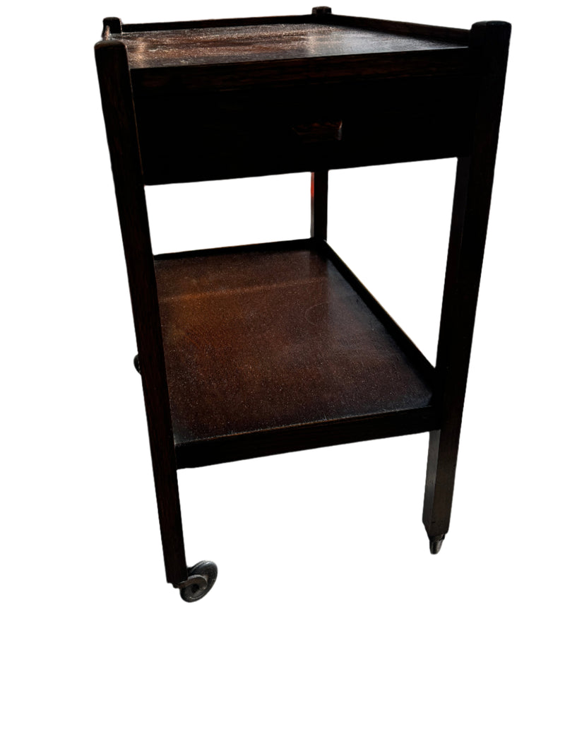 Antique Dark Wood Bar Cart