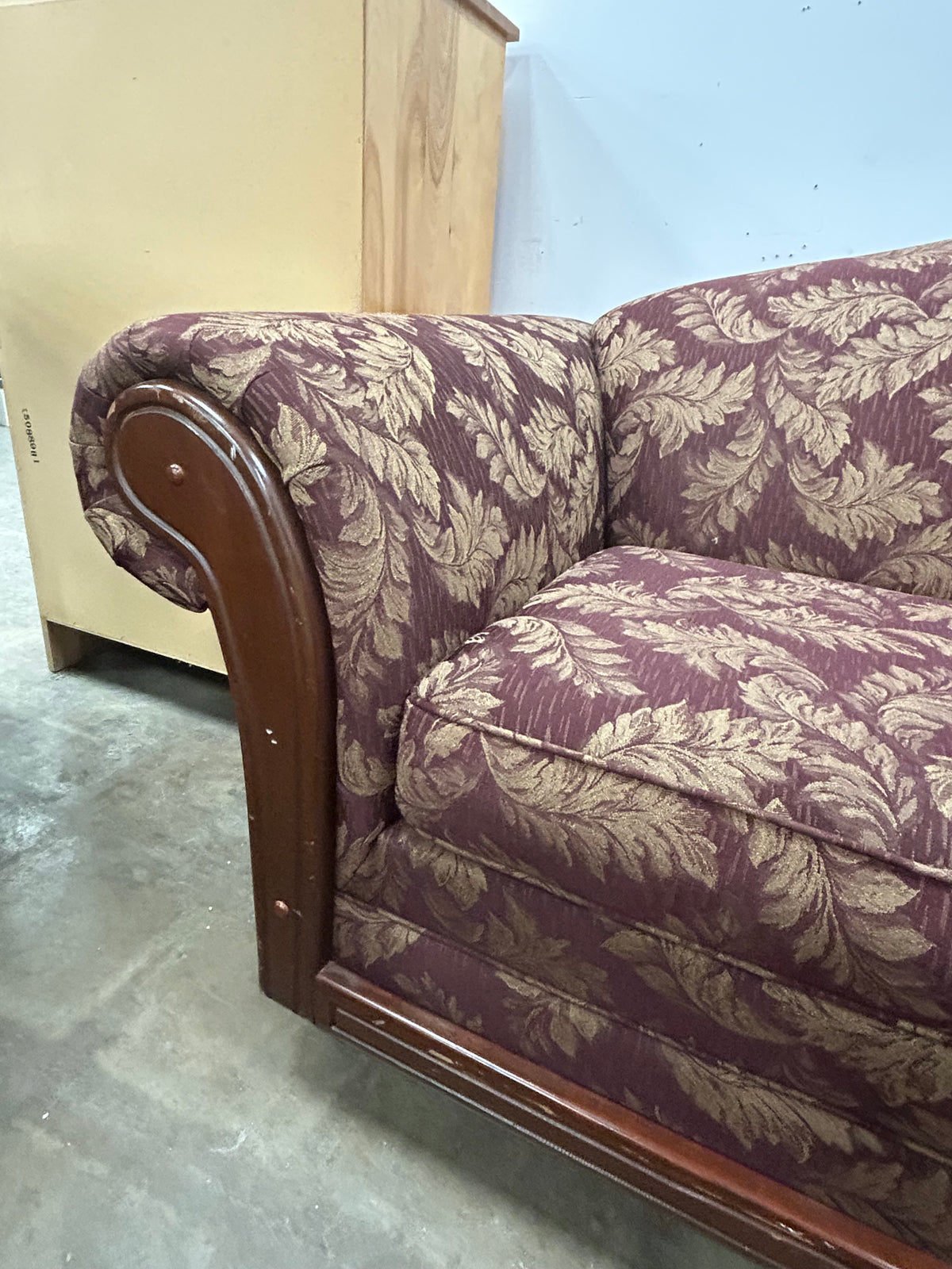 Exposed Wood-Trim Sofa