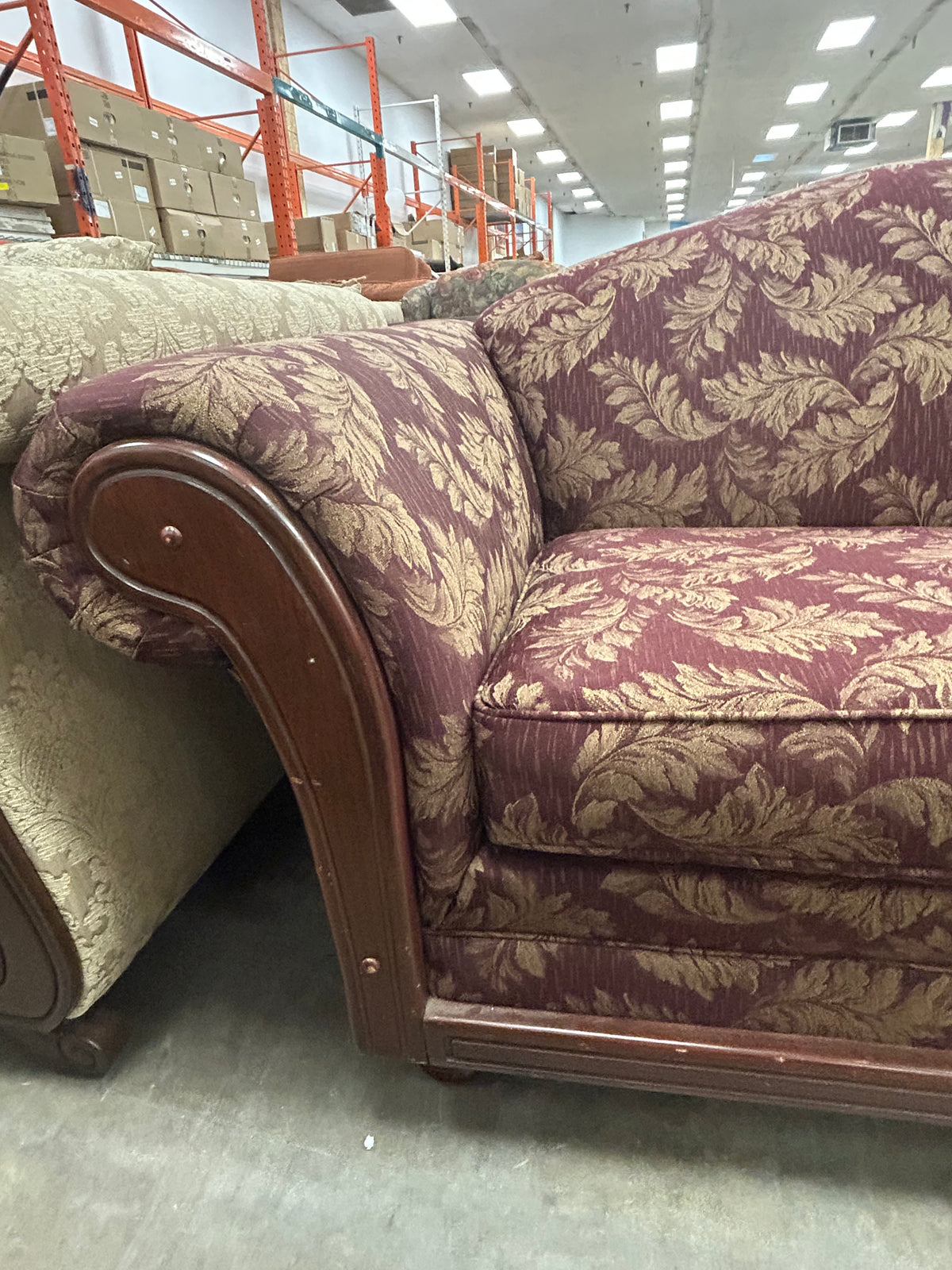 Exposed Wood-Trim Loveseat