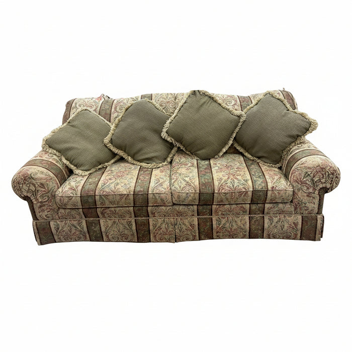 Traditional Striped Floral Tapestry Sofa