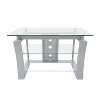 Contemporary 3-Tier Silver Glass Console Unit