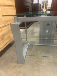 Contemporary 3-Tier Silver Glass Console Unit