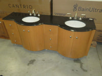 75"W Double Sink Vanity w/ Black Stone Top