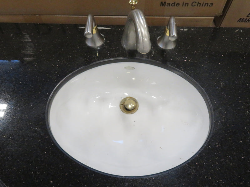 75"W Double Sink Vanity w/ Black Stone Top