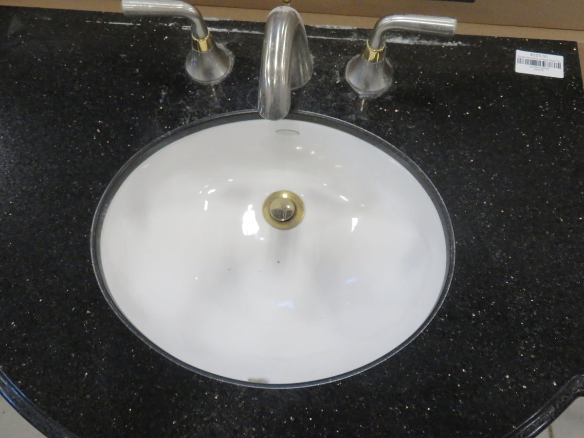 75"W Double Sink Vanity w/ Black Stone Top