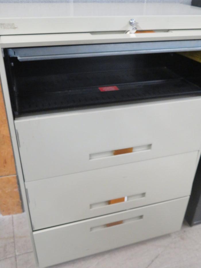 36"W Metal Filing Cabinet in Beige with 4 Slideout Drawers