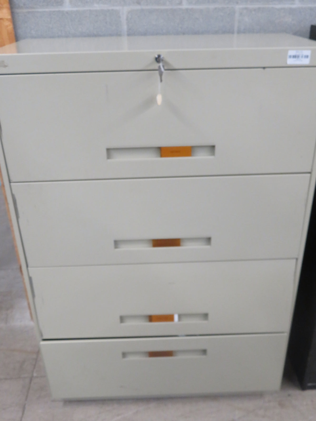 36"W Metal Filing Cabinet in Beige with 4 Slideout Drawers