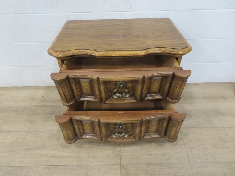 Two Drawer Side Table in Wood