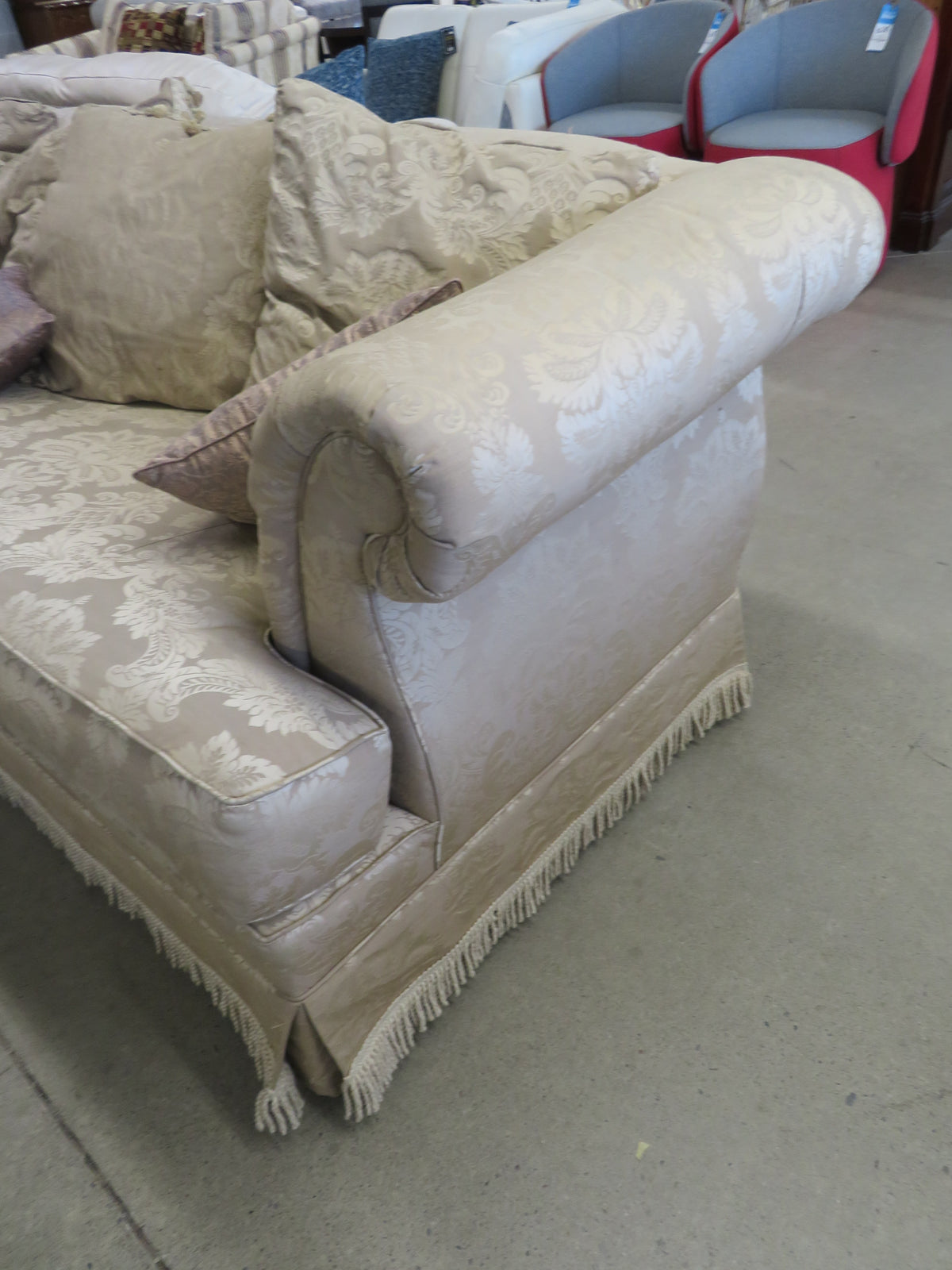 Beige 3-Seat Sofa with Cushions