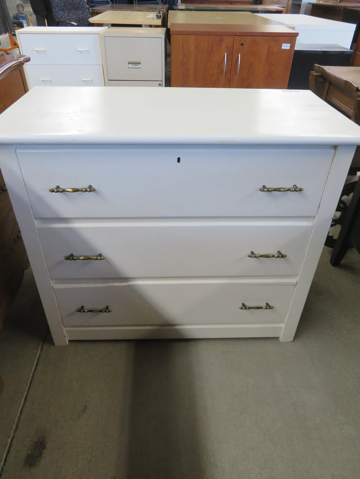 34"W 3-Drawer Wooden Dresser Painted White
