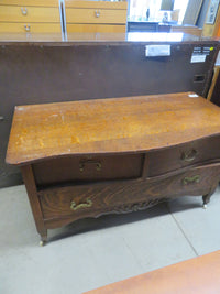 46"W 3-Drawer Oak Dresser on Casters
