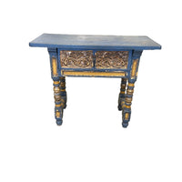 35 Inch Ornate Blue Console Table