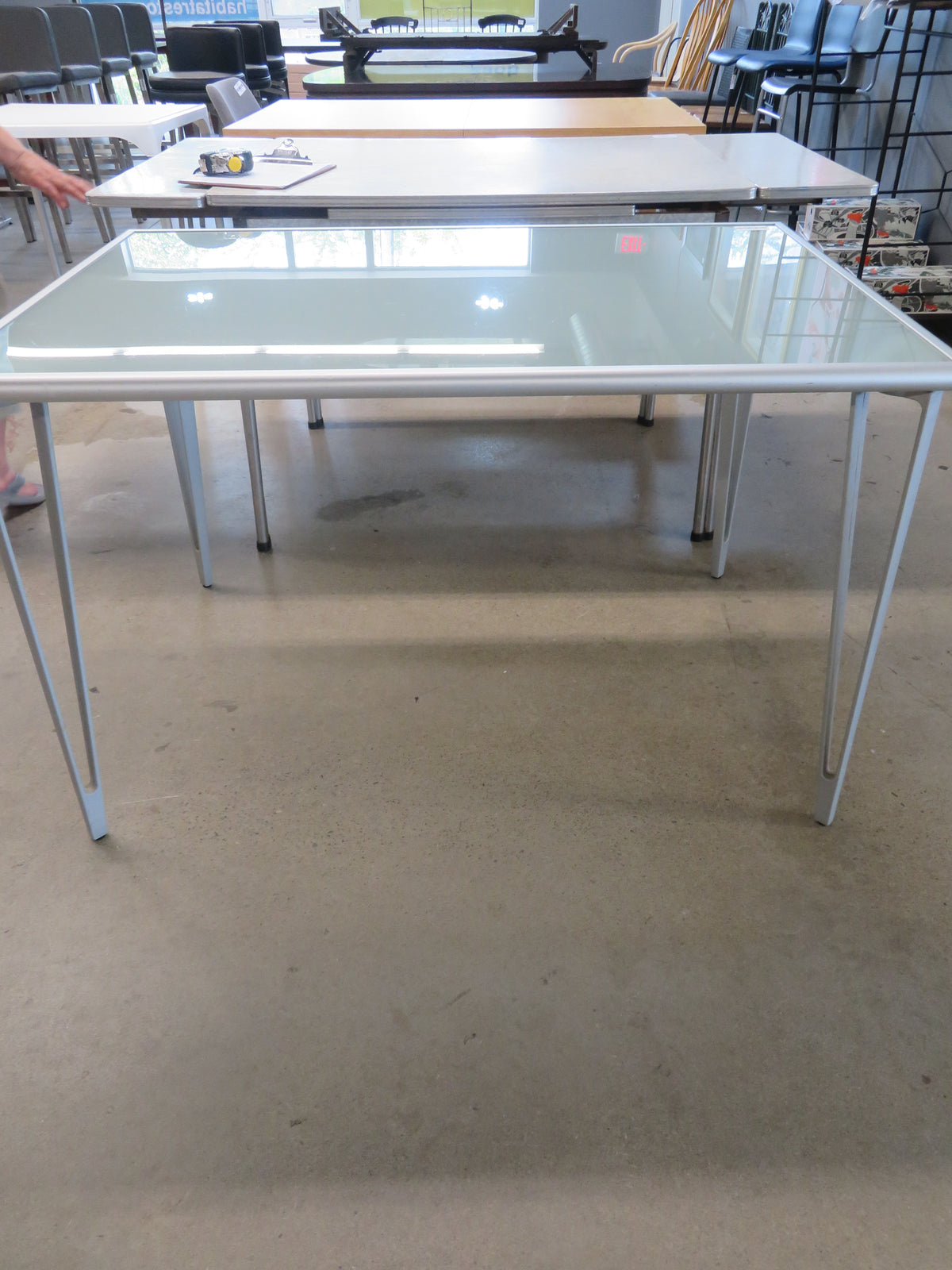 46"W Modern Dining Table with Glass Top
