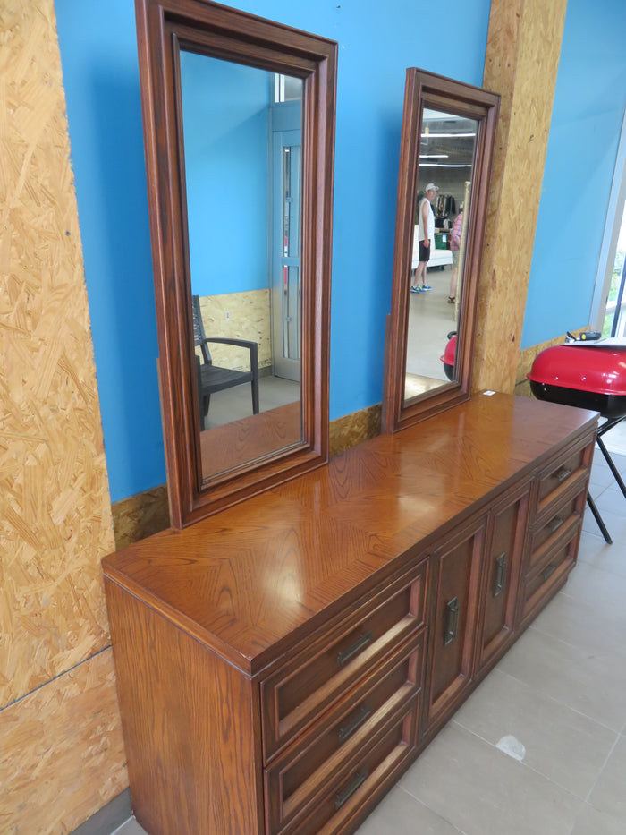 72"W 6-Drawer Dresser with Dual Mirrors