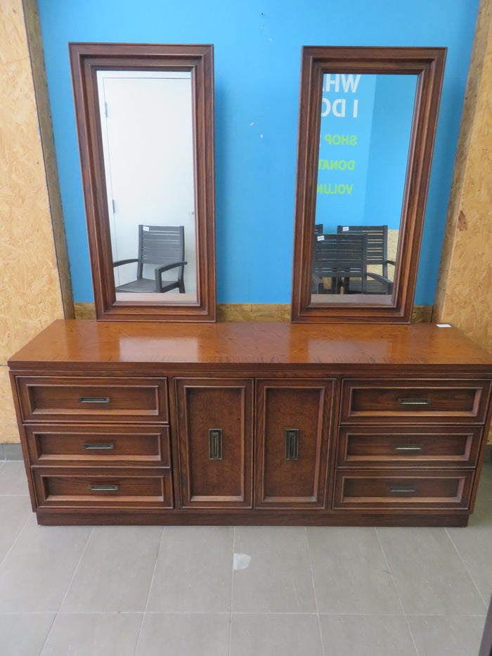 72"W 6-Drawer Dresser with Dual Mirrors