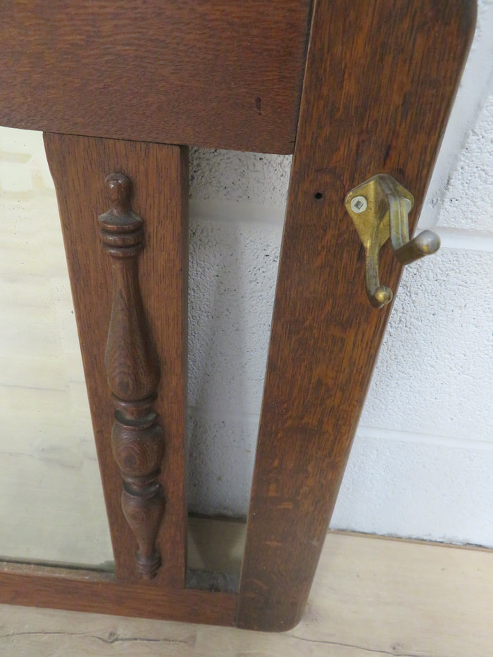 35.5"W Antique Entryway Mirror with Coat Hooks