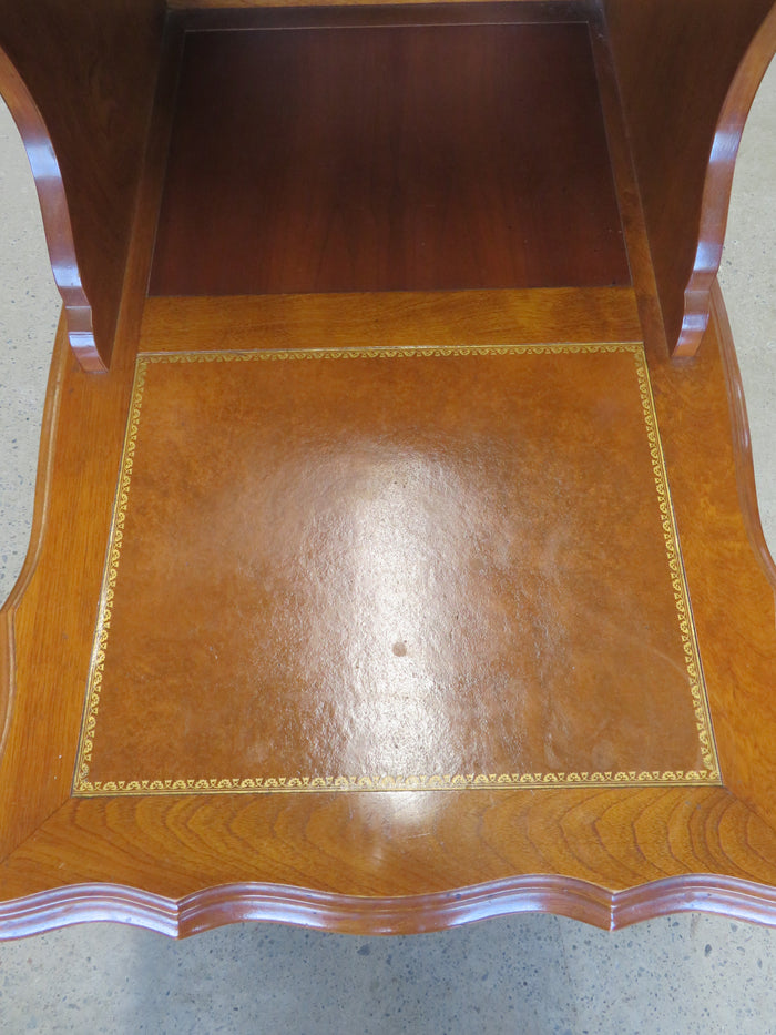 18"W Vintage Telephone Table with Leather Inlay