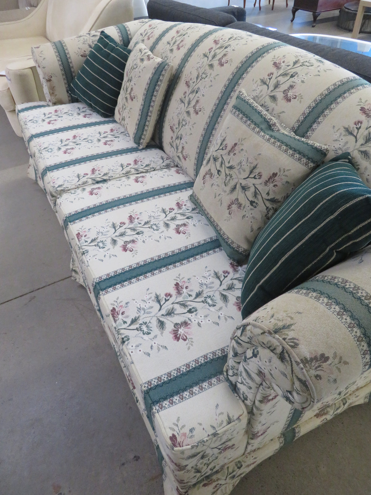 84"W Love Seat in Striped Fabric