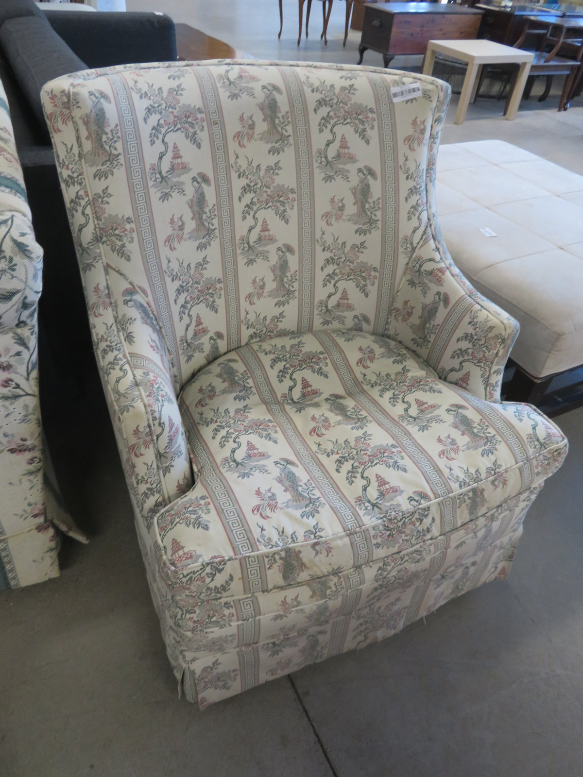 30"W Armchair in Striped Fabric