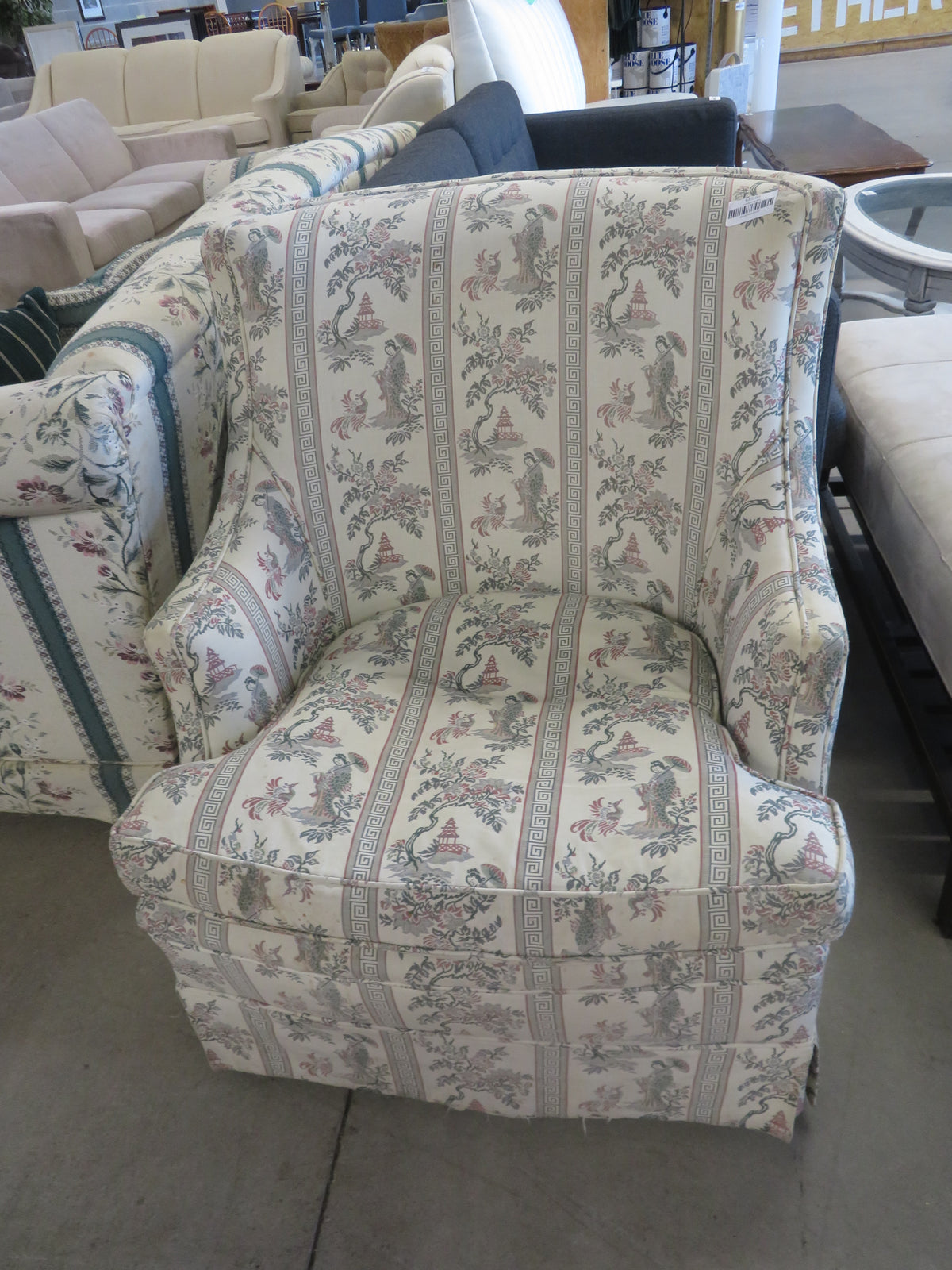 30"W Armchair in Striped Fabric