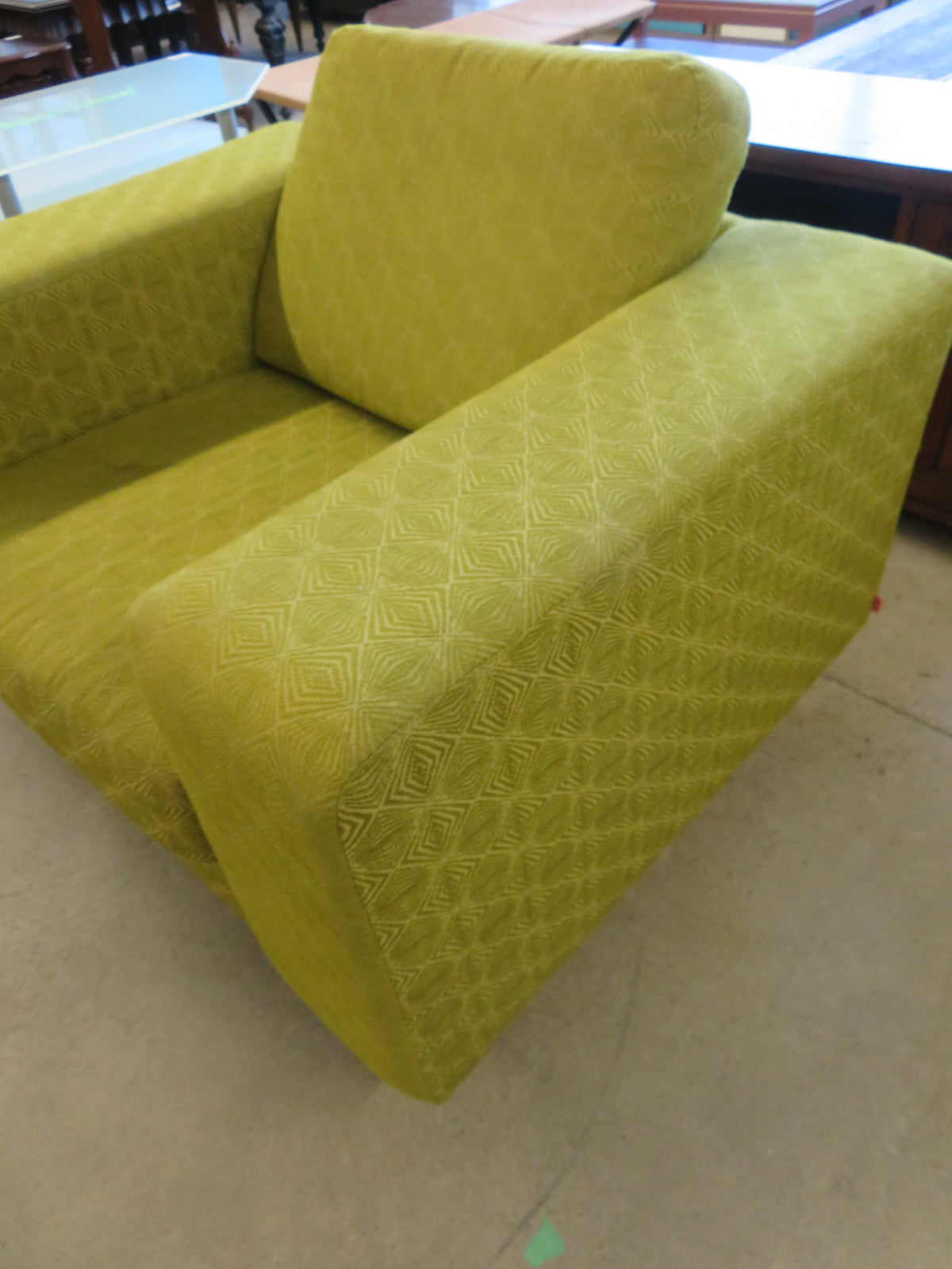 43"W Armchair in Green  Fabric