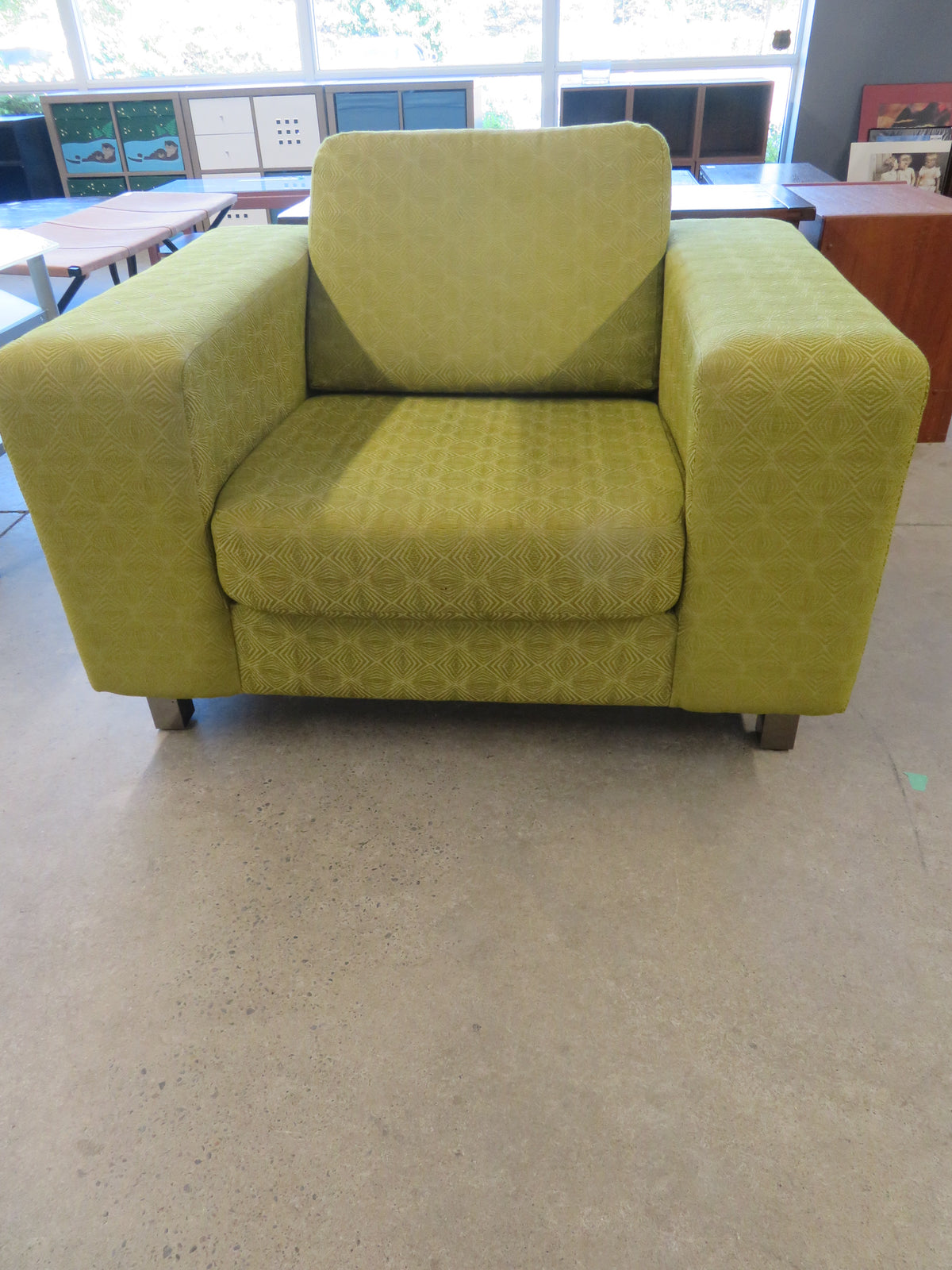 43"W Armchair in Green  Fabric