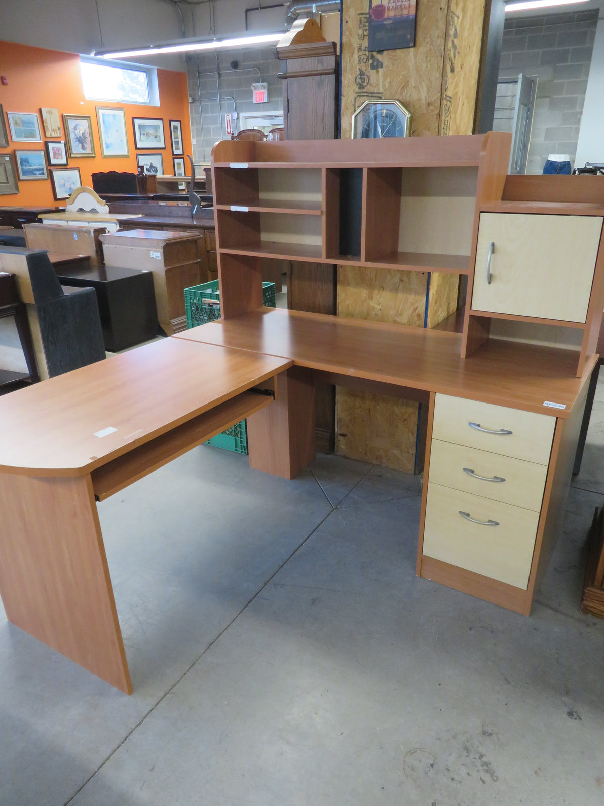 60"W 3-Piece Corner Desk with Shelving