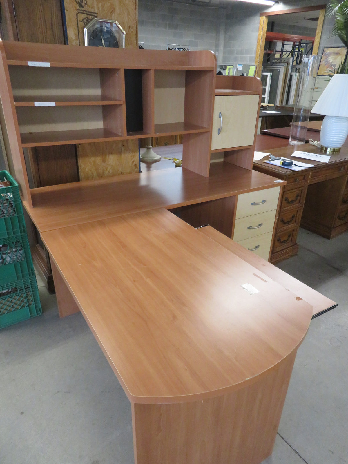60"W 3-Piece Corner Desk with Shelving