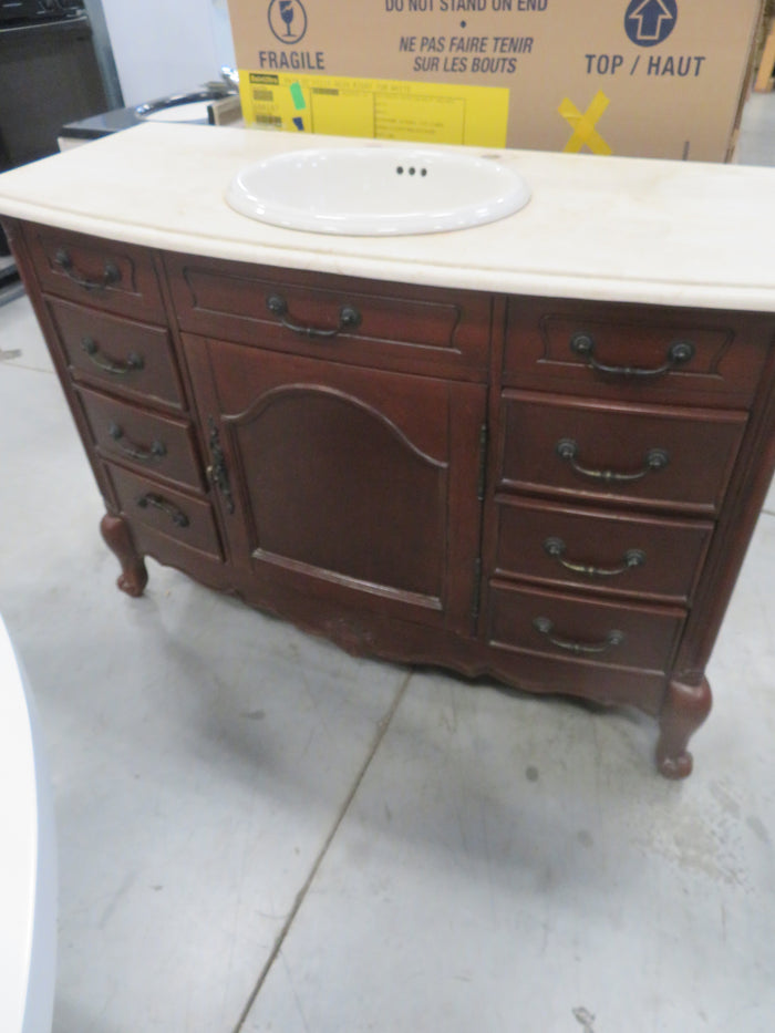 49"W Vanity with Single Sink on Wooden Base