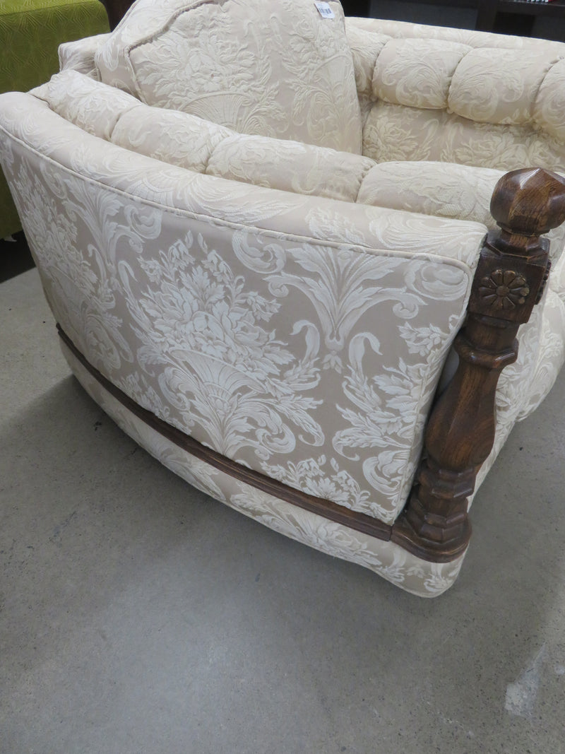 42"W Unique Armchair with Wooden Accents